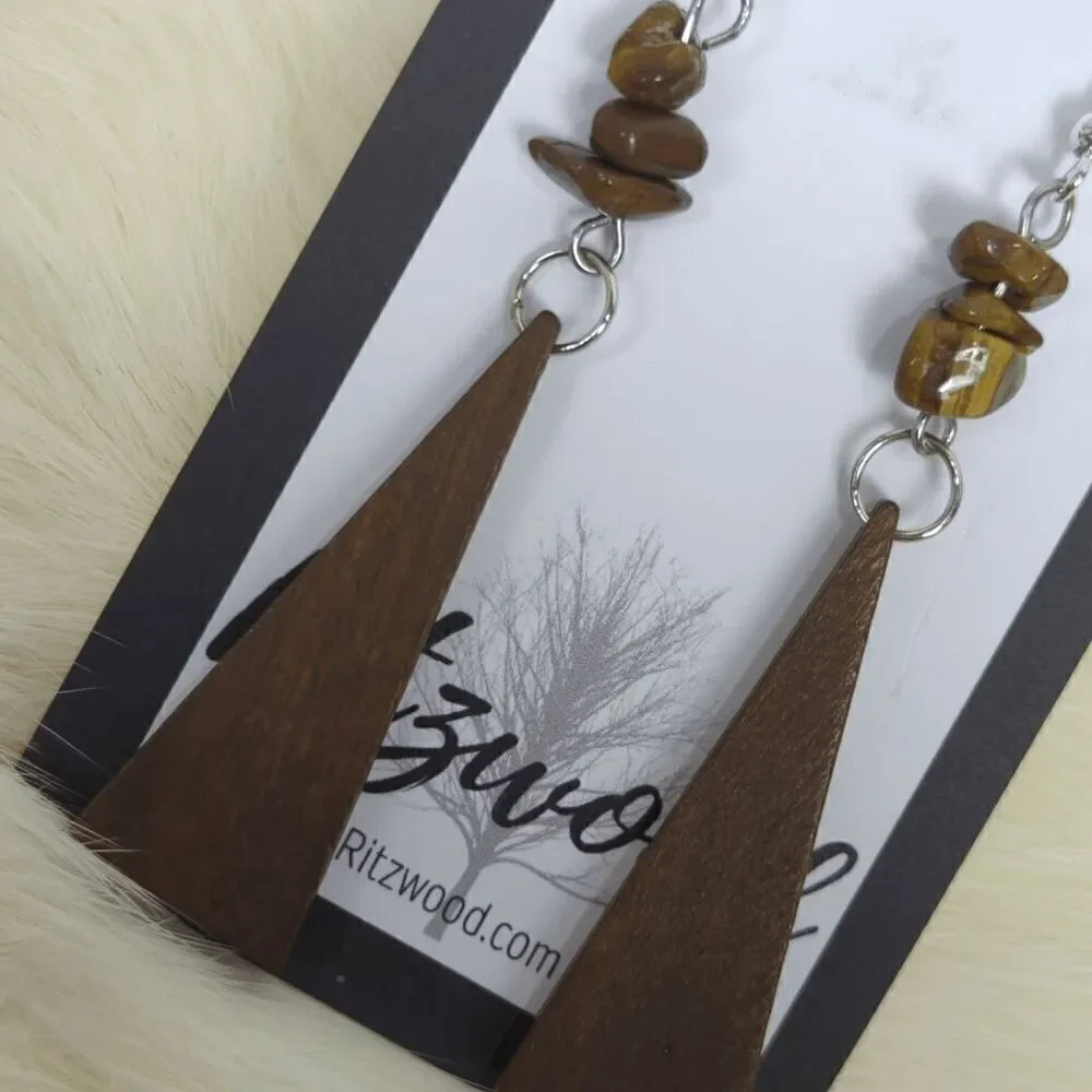 Brand New Ritzwood Dangle Earrings Wooden Beaded 3